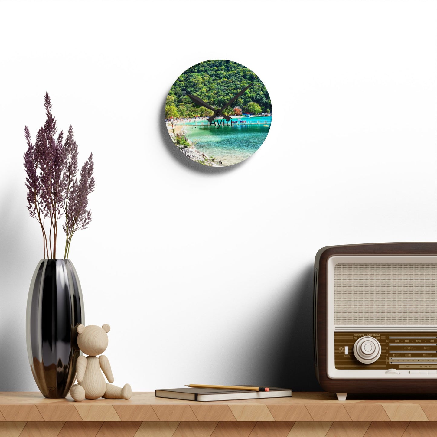 Serene Nature Acrylic Wall Clock | Coastal Decor for Home, Office, Gifts for Nature Lovers, Wall Art Clock, Coastal Living