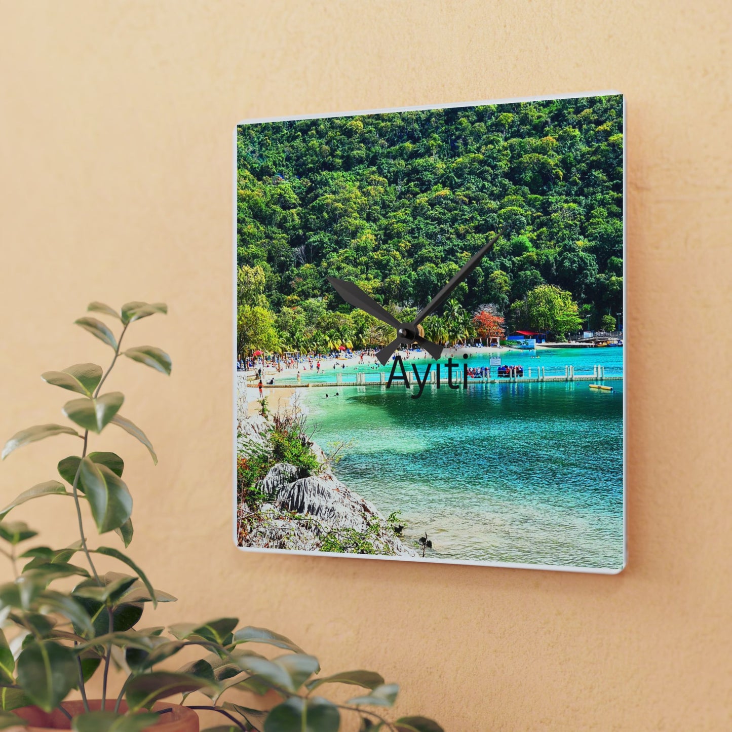 Serene Nature Acrylic Wall Clock | Coastal Decor for Home, Office, Gifts for Nature Lovers, Wall Art Clock, Coastal Living