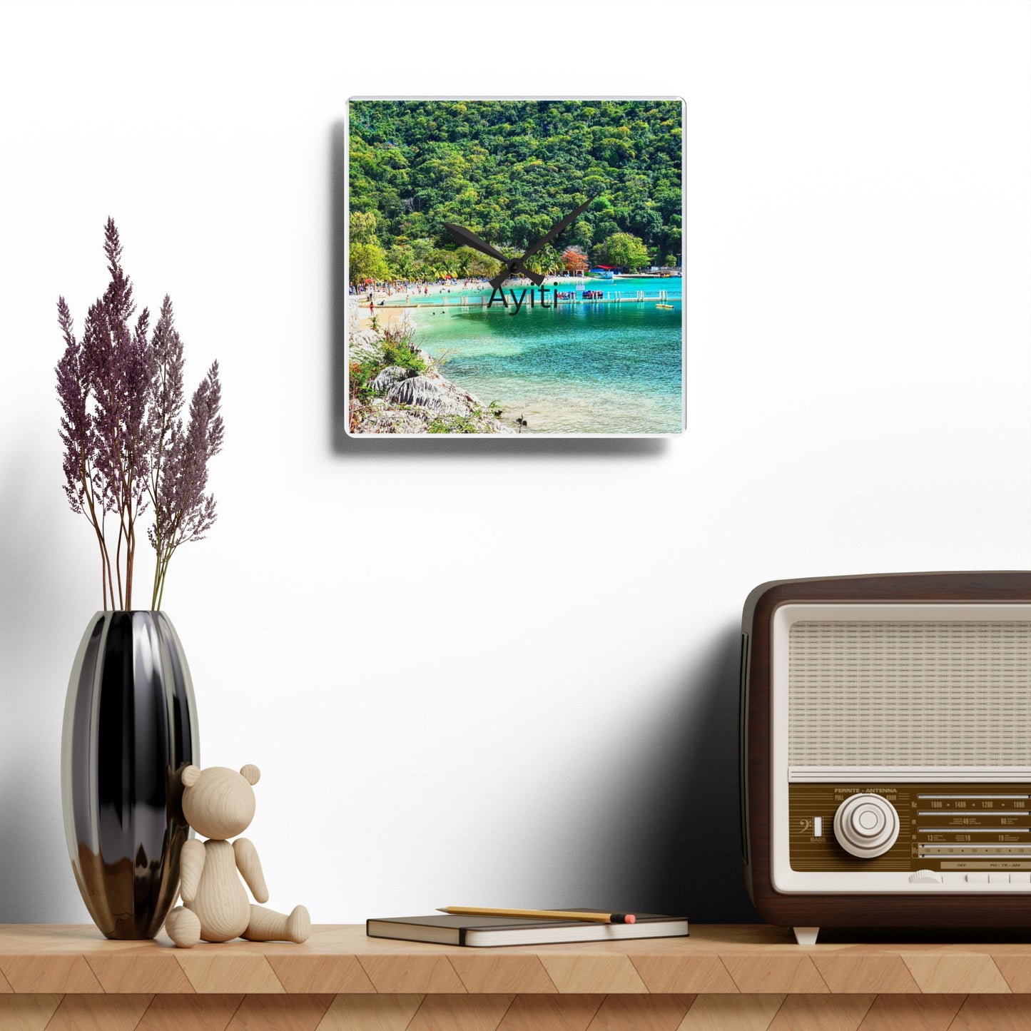 Serene Nature Acrylic Wall Clock | Coastal Decor for Home, Office, Gifts for Nature Lovers, Wall Art Clock, Coastal Living