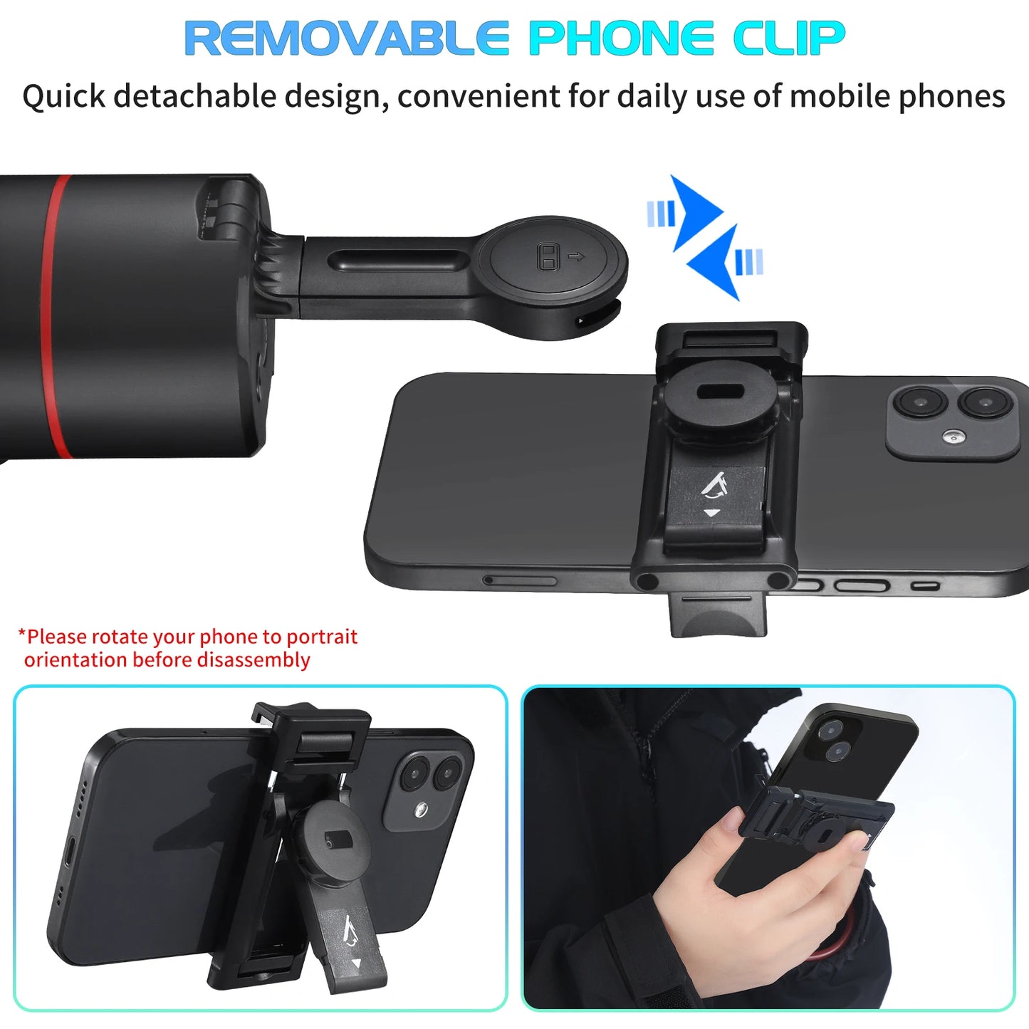 Auto Face Tracking Tripod, Smart Tracking Tripod with Remote for Vlog/TIK Tok, 360° Rotation Body Phone Camera Mount, No App