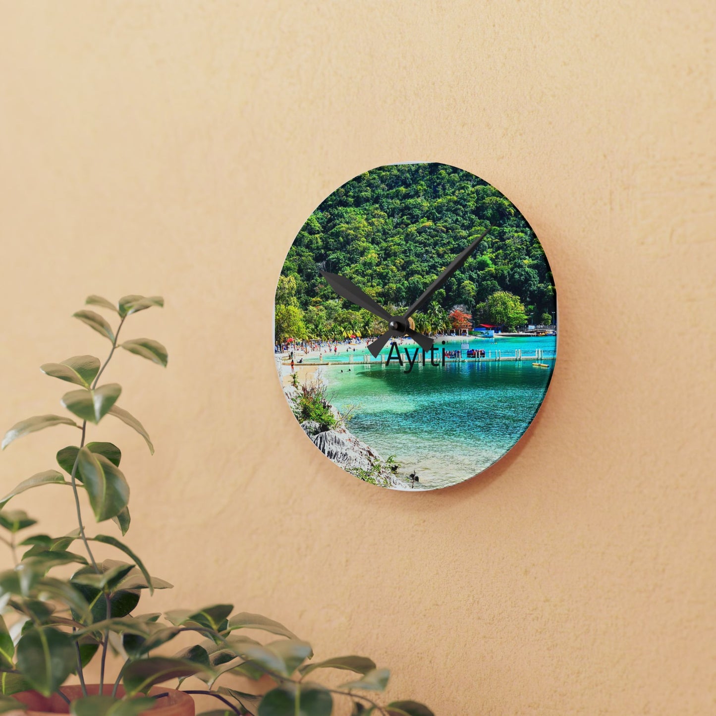 Serene Nature Acrylic Wall Clock | Coastal Decor for Home, Office, Gifts for Nature Lovers, Wall Art Clock, Coastal Living